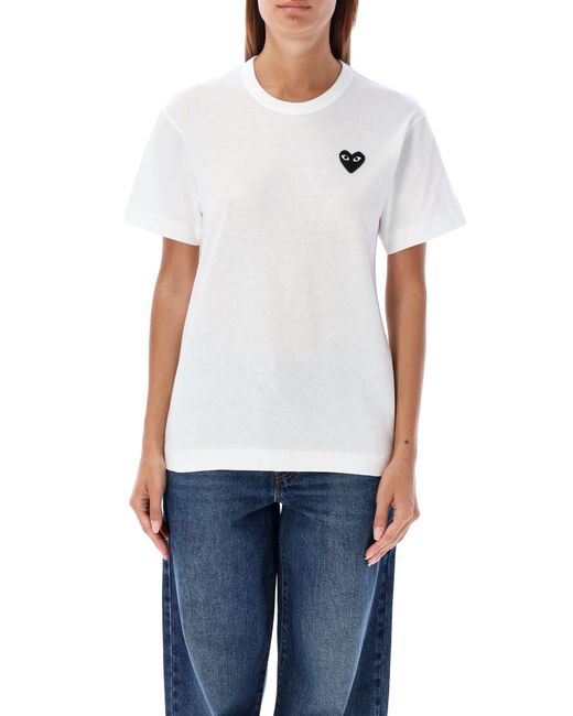 COMME DES GARÇONS PLAY White Comme Des Garçons Play Logo Detailed Crewneck T-Shirt for men