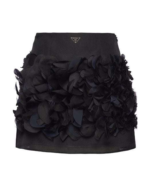 Prada Black Logo Plaque Straight Hem Skirt