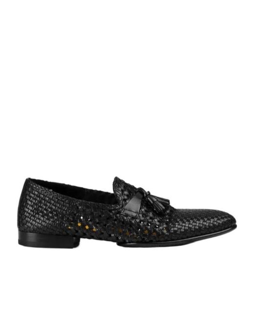 Doucal's Black Tassel Detailed Slip-On Loafers for men