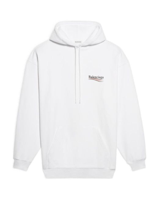 Balenciaga White Felpa Con Cappuccio Political Campaign Hoodie Large Fit Da Donna