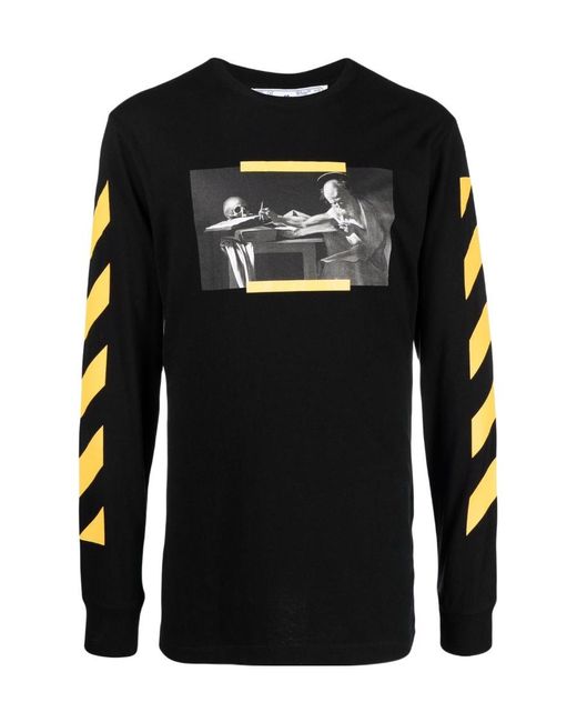 Off-White c/o Virgil Abloh Black Crewneck Long-Sleeved T-Shirt for men