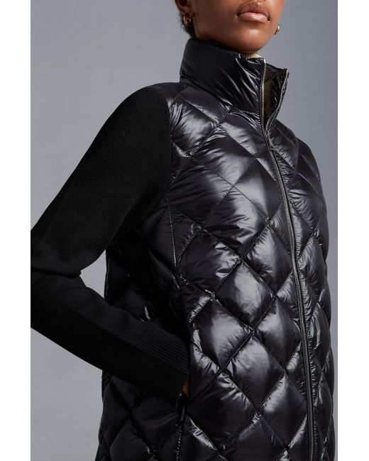 Moncler Black Padded Wool Cardigan