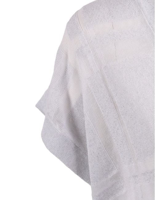 Peserico White Metallic-Effect V-Neck Cardigan