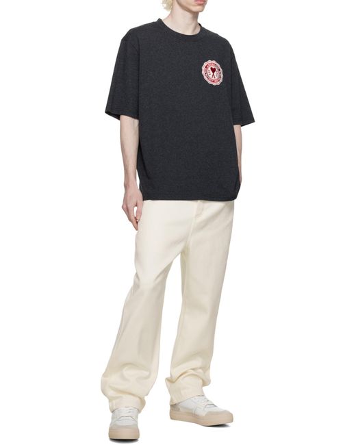 AMI Black Logo-Patch Oversized T-Shirt for men