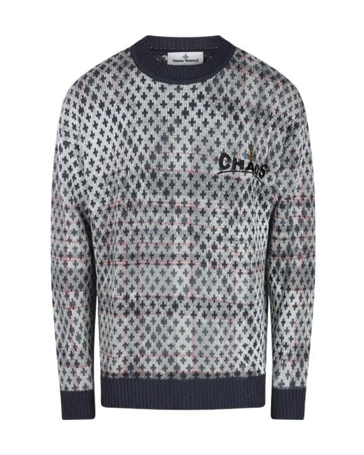 Vivienne Westwood Men's Gray Long-Sleeved Sweater