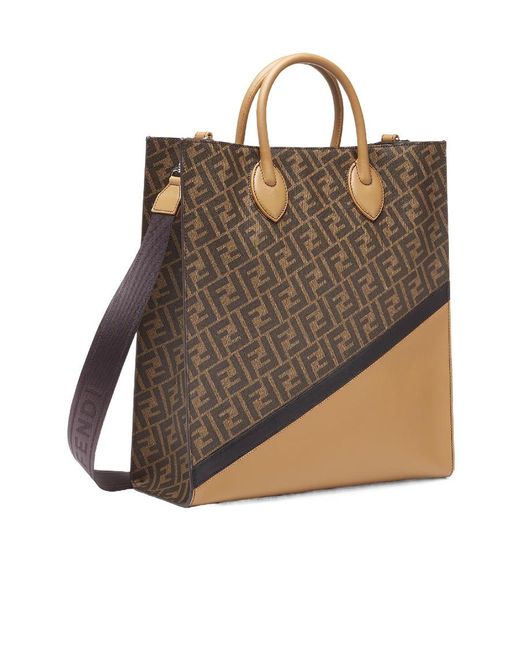 Fendi Brown Ff Motif Vertical Tote Bag for men