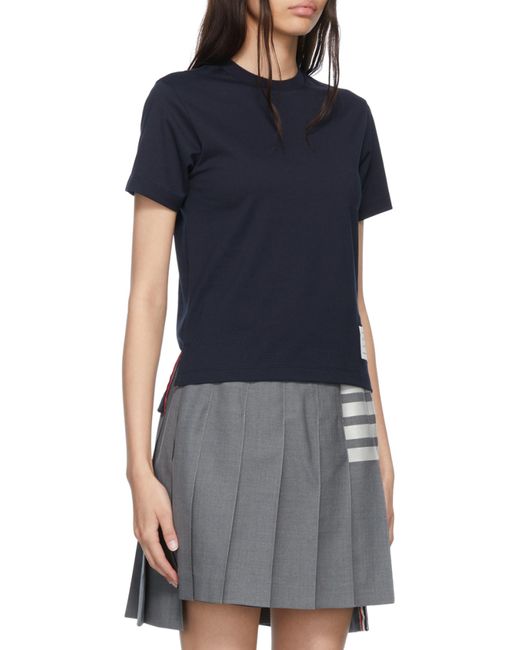 Thom Browne Blue Logo Patch Crewneck T-Shirt