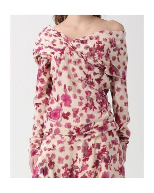 Isabel Marant Pink Danka Off-Shoulder Draped Blouse