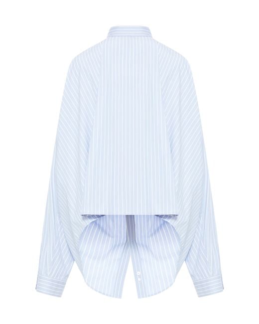 Balenciaga Blue Striped Collared Long-Sleeve Shirt