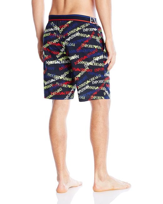 Emporio Armani Blue Pattern Printed Swimming Trunks for men