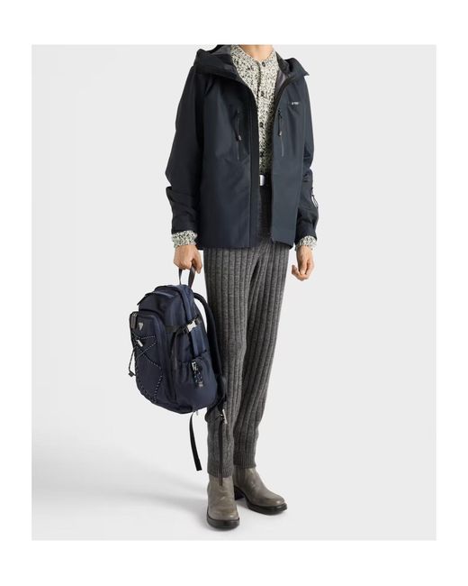 Prada Blue Triangle-Logo Zipped Backpack for men