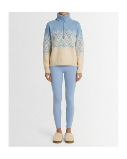 Varley Blue Hedda Fairisle Half-Zip Sweater