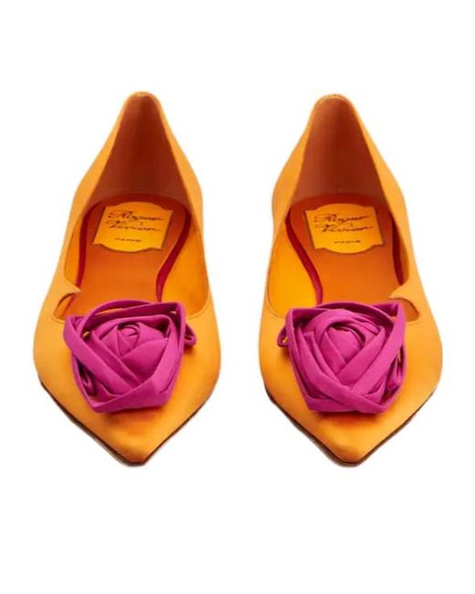 Roger Vivier Orange Rose Vivier Ballerinas