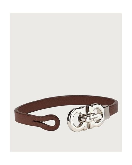 Ferragamo White Ferragamo Logo-Embossed Double Gancio Bracelet for men