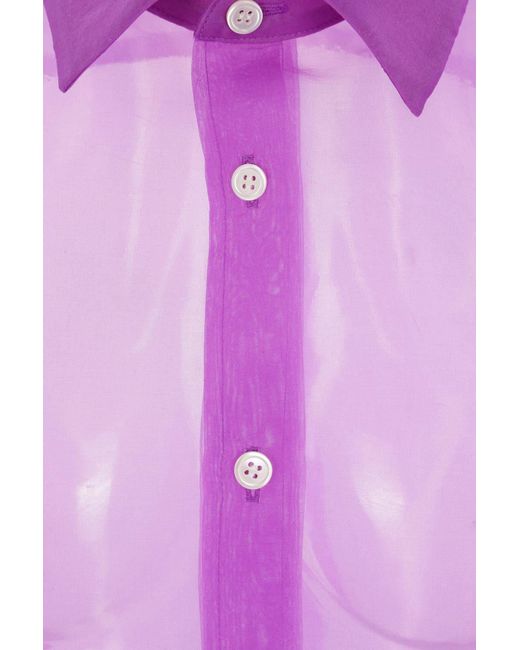 Comme des Garçons Pink Comme Des Garçons Box-Pleat Designed Organza Shirt