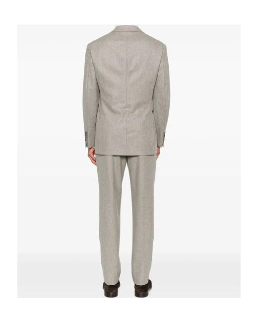 Brunello Cucinelli Gray Double-Breasted Wool Suit for men