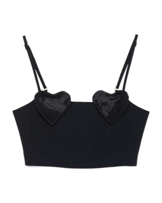 Blumarine Black Heart-Patch Crop-Top