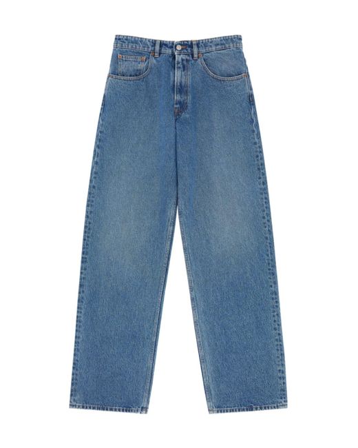 MM6 by Maison Margiela Blue Logo Patch Straight-Leg Jeans for men