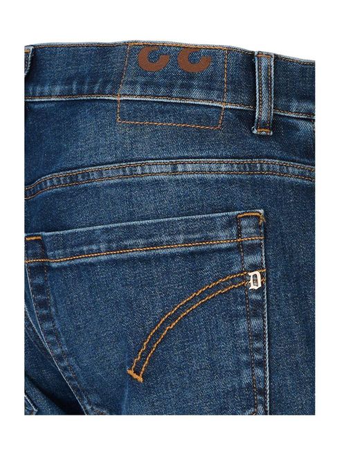 Dondup Blue Logo-Plaque Whiskered Skinny Jeans for men