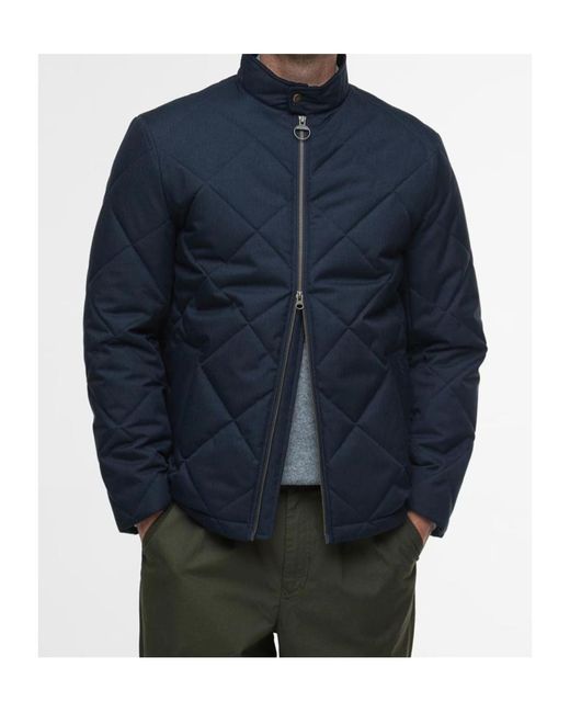 Barbour Blue Quilted Stand-Up Collar Jacket for men