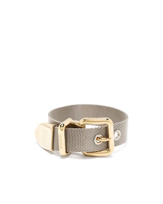 Miu Miu White Two-Tone Buckle Bracelet