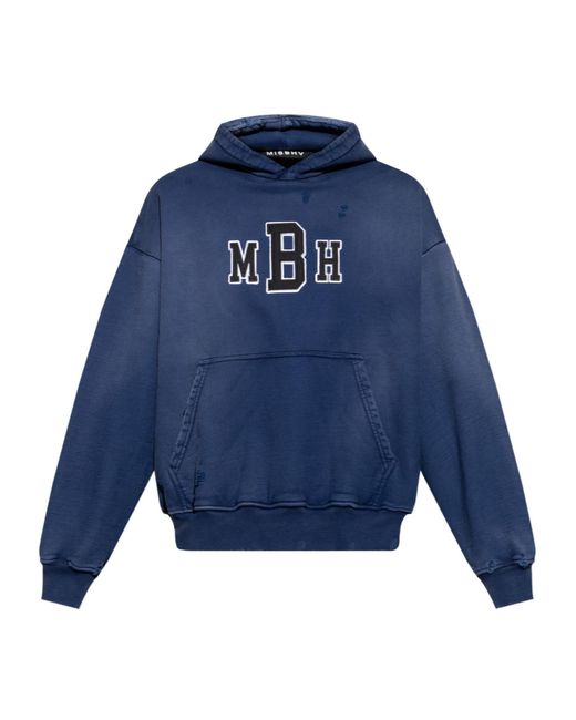 M I S B H V Blue Logo-Embroidered Hoodie for men