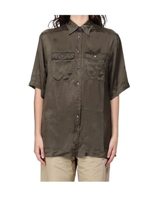 Aspesi Green Button-Down Short-Sleeved Shirt