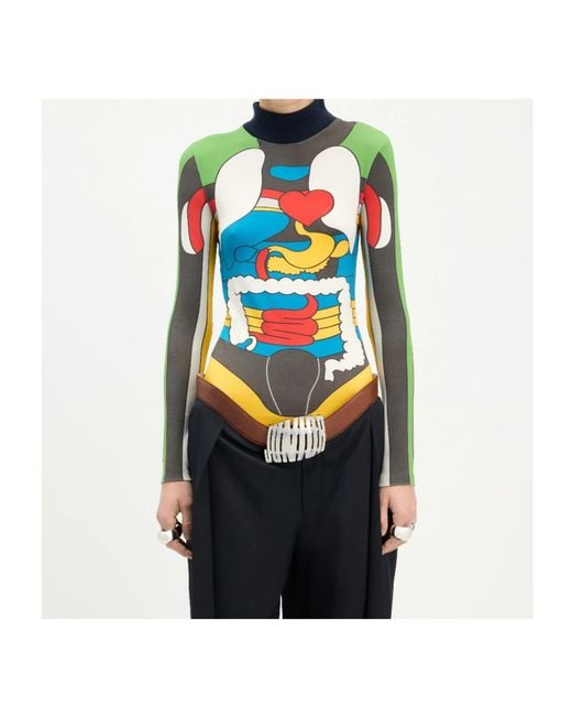 Jean Paul Gaultier Gray Printed Long-Sleeved Top