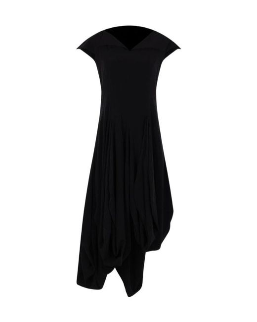 Yohji Yamamoto Black Asymmetric-Hem Dress