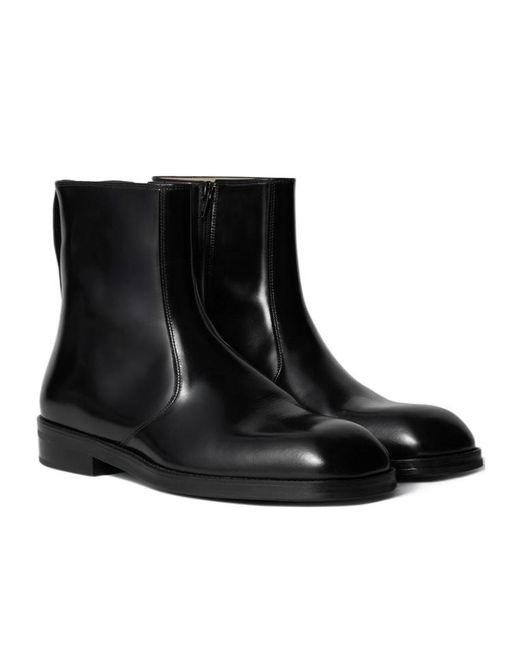 Lemaire Black Square-Toe Boots