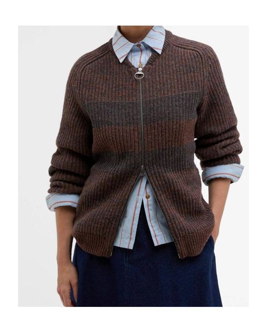 Barbour Black X Paul Smith Striped-Pattern Cardigan for men