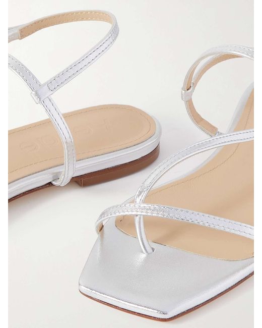Aeyde White Square Toe Flat Sandals