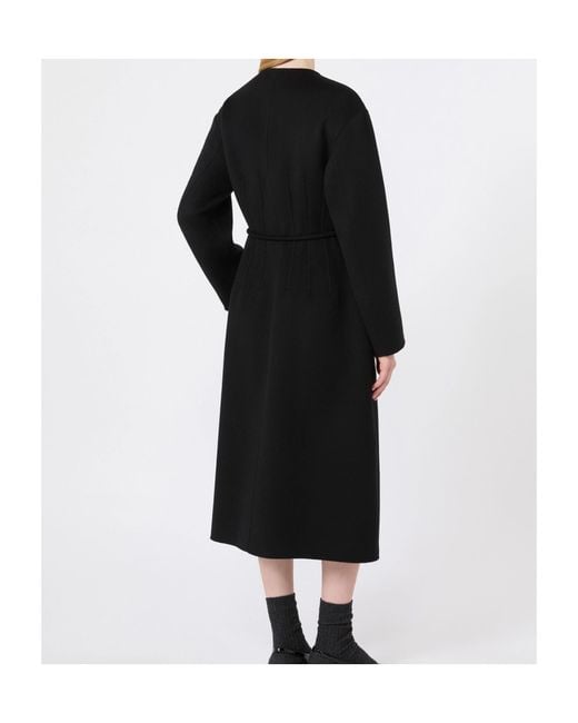 Max Mara Black Wool, Cashmere And Silk Redingote Coat