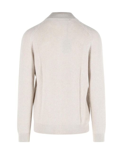 Gran Sasso Natural Stand-Collar Zip-Up Cardigan for men