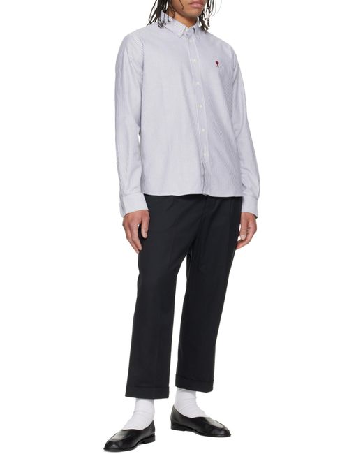 AMI Black Ami Pleated Straight Leg Trousers for men