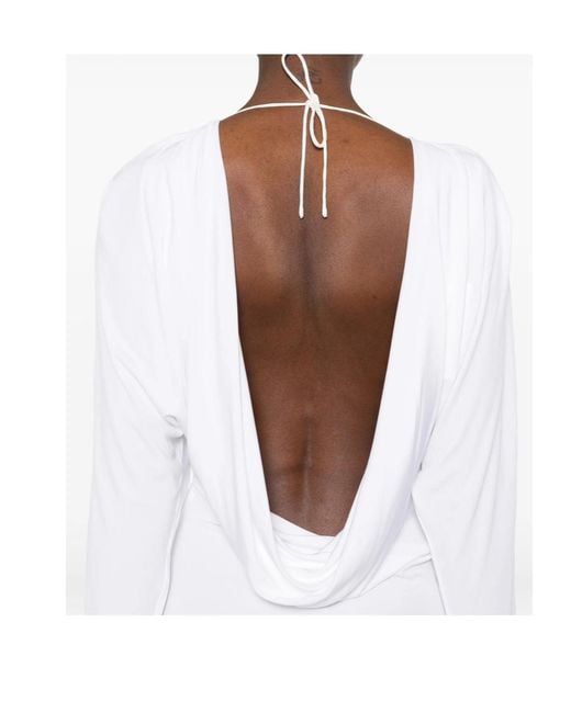Christopher Esber White Luna Cowl Draped Dress