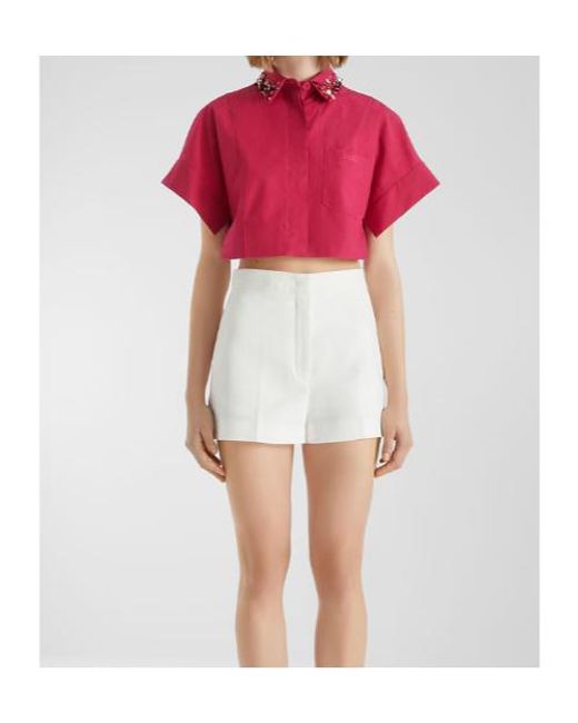 Fendi Pink Sequin-Embellished Cropped Shirt