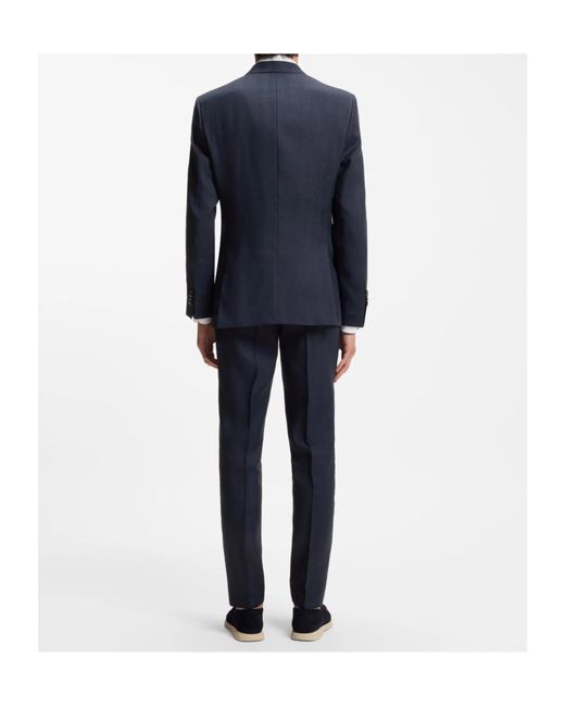 Boss Blue Boss Linen Blend Double-Breasted Suits for men