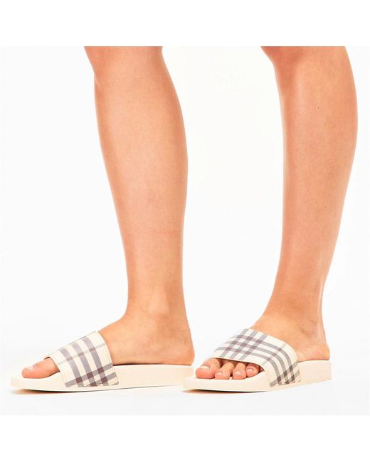 Burberry White Retro Plaid Slippers