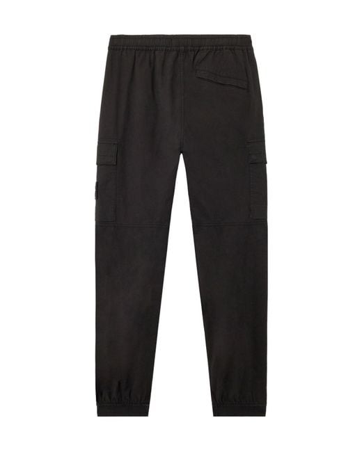 Stone Island Black Regular-Tapered-Fit Cargo Trousers With Zip Pockets for men