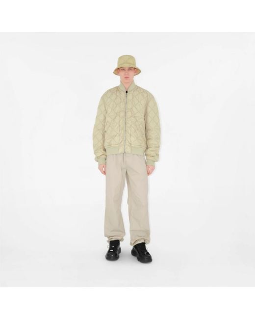 Burberry Green Logo Embroidered Crinkled Quilted Bucket Hat for men