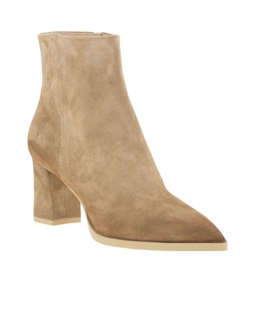 Santoni Natural Mid Heel Ankle Boots
