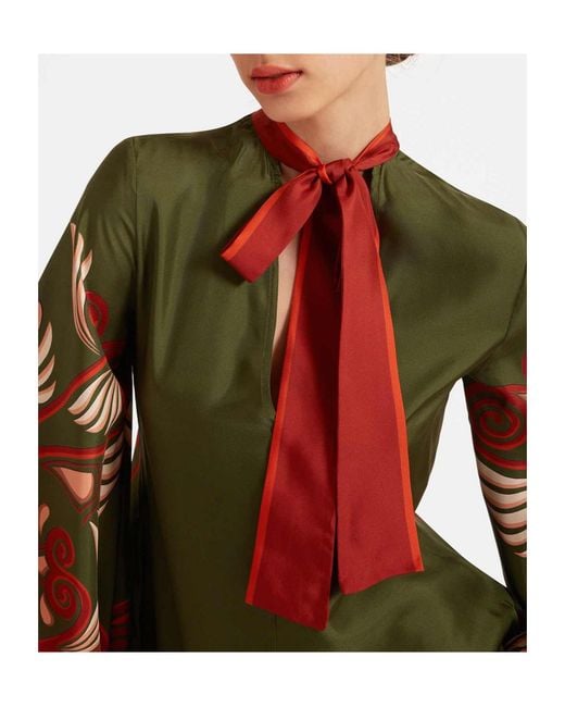 LaDoubleJ Multicolor Magnifico Botanical-Print Silk Dress