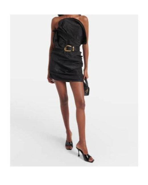 Magda Butrym Black Silk Taffeta Minidress