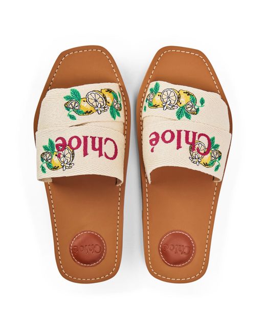 Chloé White Canvas Flat Slippers
