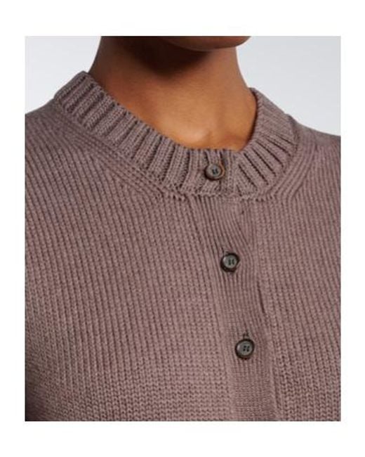 Magda Butrym Brown Ribbed-Knit Cotton Cardigan