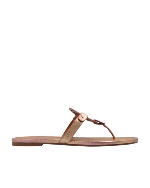 Tory Burch Brown Miller Snake-Embossed Sandals