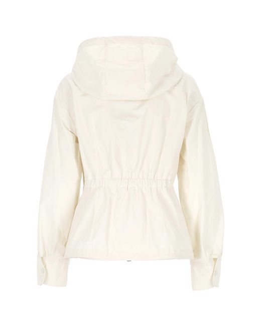 Moncler White Zip-Up Hooded Jacket
