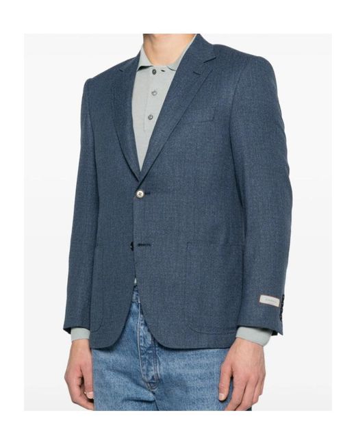 Canali Blue Long-Sleeved Suit Jacket for men