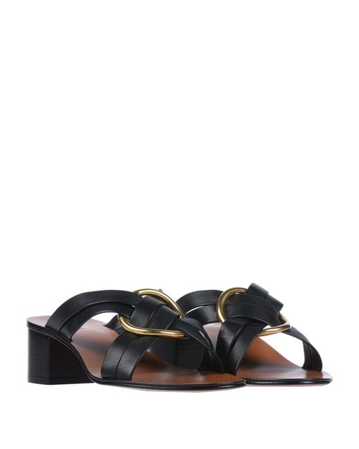 Chloé Black Round Toe Sandals